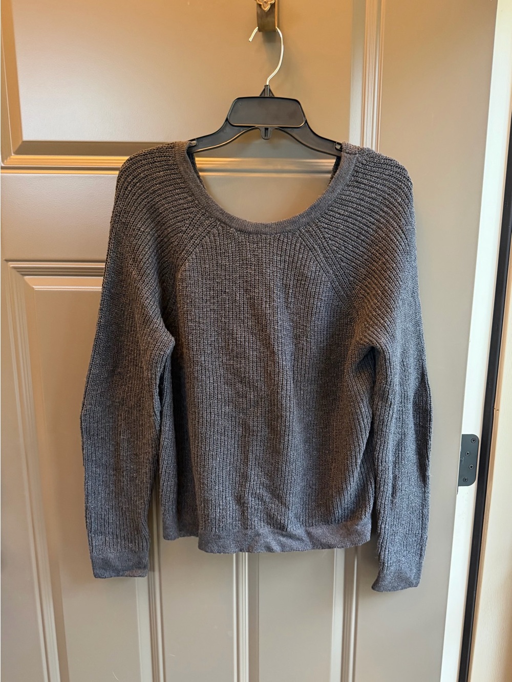 Aerie Women's Gray Knit Crewneck Sweater with Twist Back, Size S